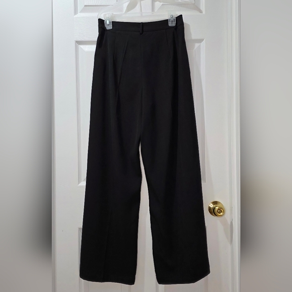 High-Waist Wide Leg Black Trousers - Sleek Women's Pants - Picture 4 of 6